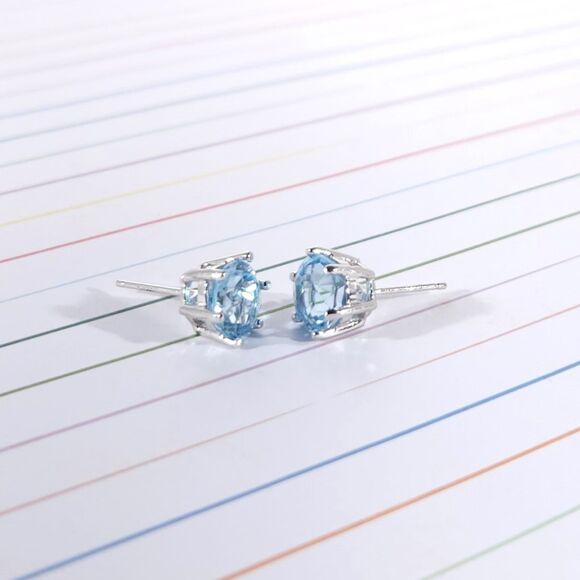 Sky Blue Topaz 4. 6 cttw Earrings in Sterling Silver - Picture 3 of 4